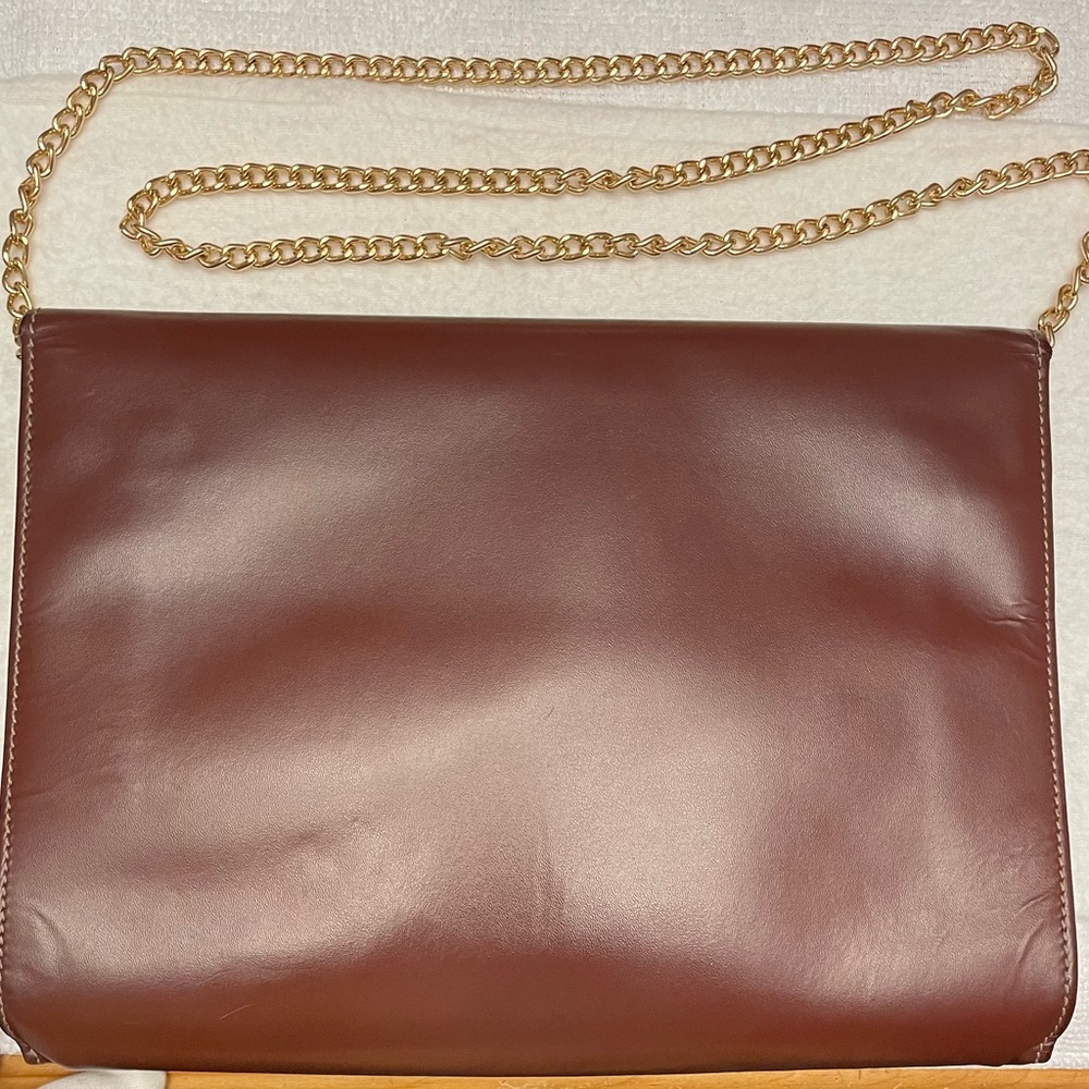 Cartier Authentic Vintage Maroon Clutch/Shoulder Bag with Gold Tone Chain - Picture 3 of 11